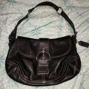 Coach black leather shoulder purse